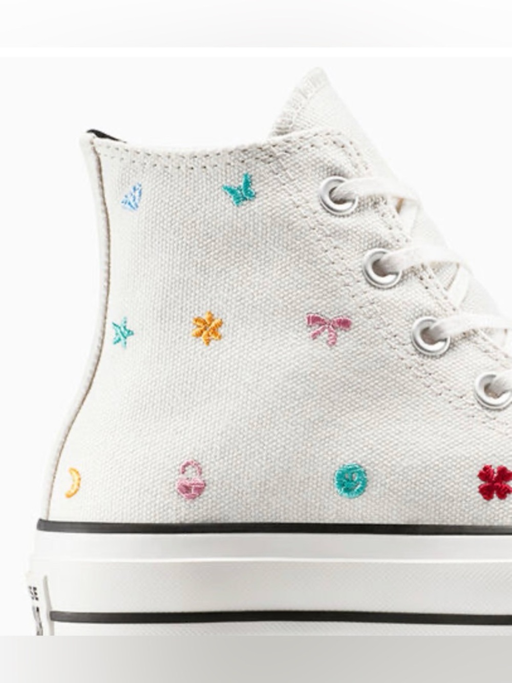Chuck Taylor All Star Lift Platform Embroidered Doodles Sneakers Women 6.5 - Picture 13 of 15